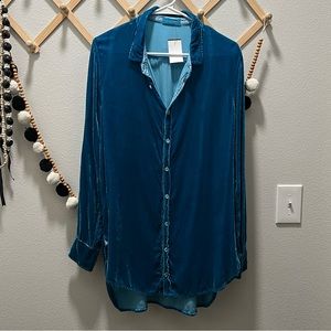 CP Shades Blue Velvet Button down